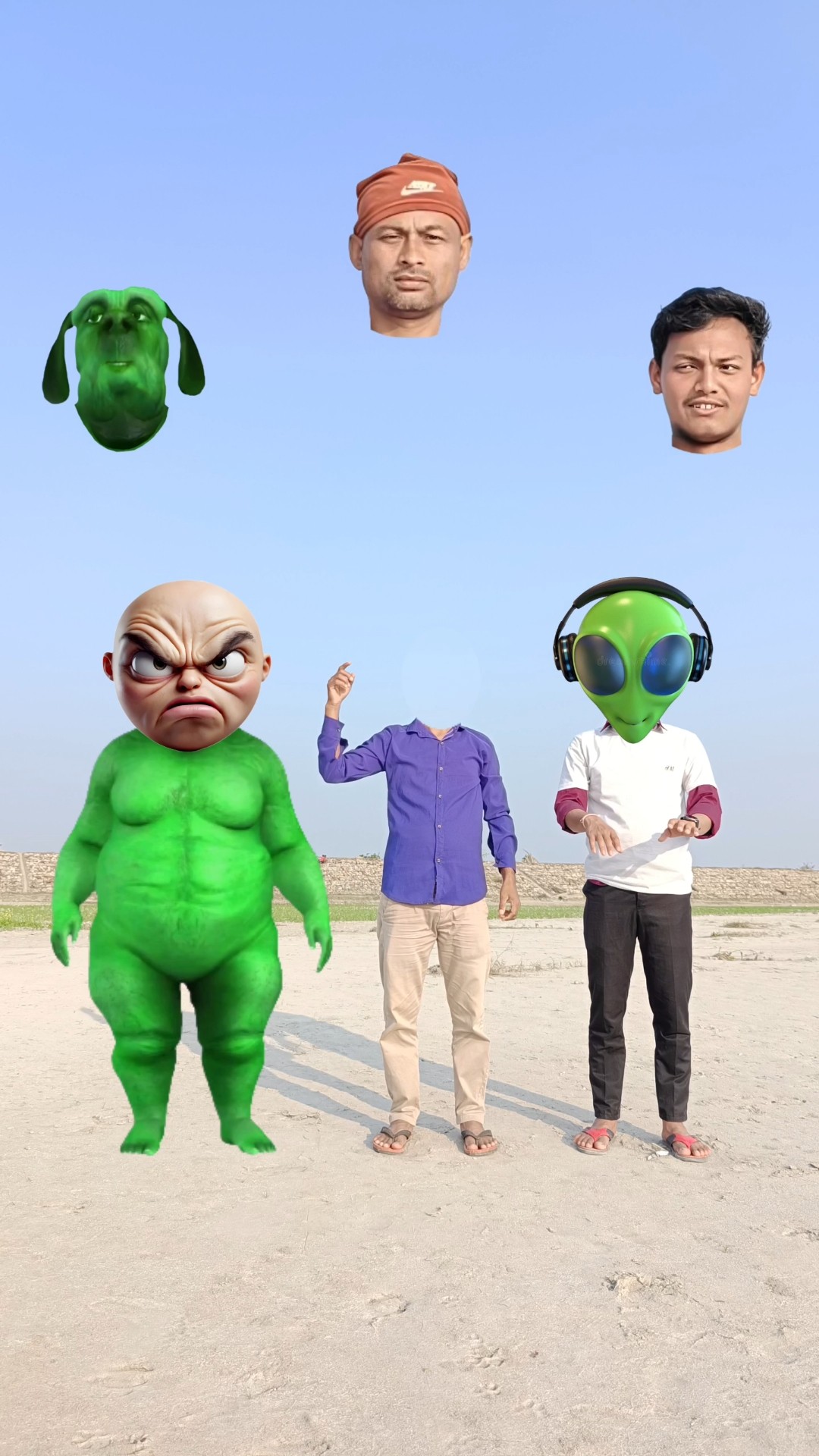 Green Fatty dog vs cute brothers \u0026 me correct head matching with dame tu cosita songs